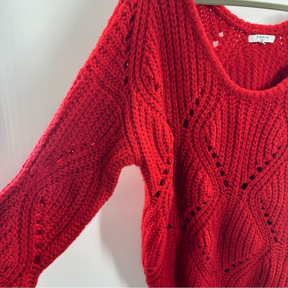 FRNCH Red Knit V Neck Sweater - Picture 5 of 8
